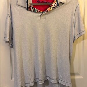 Robert Graham Light Blue Polo Shirt w/Vibrant Collar. Mens XL See Measurements